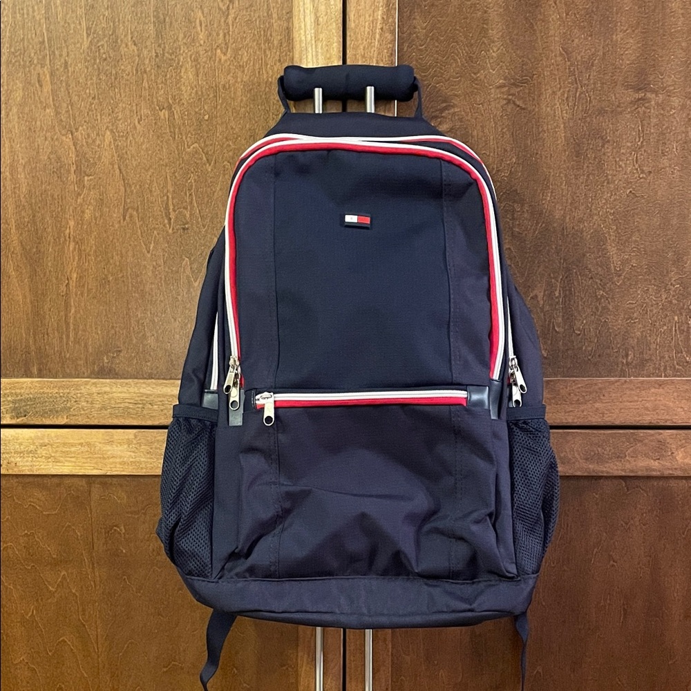 Tommy Hilfiger Navy Backpack with Red and White Trim